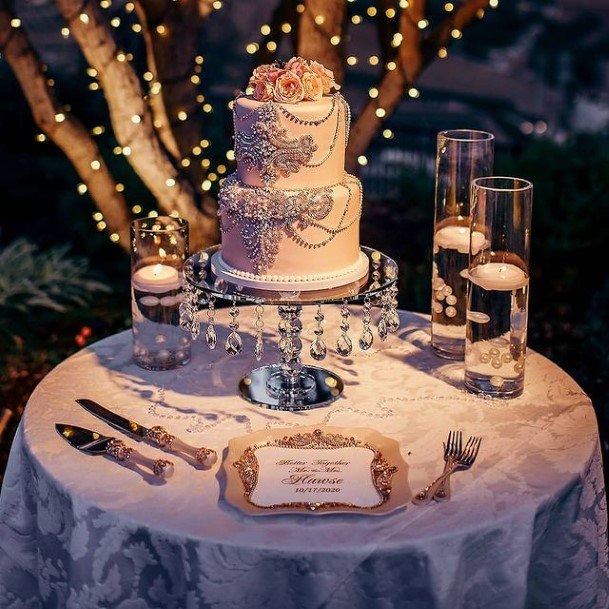 Silver Chains On Wedding Beautiful Cake