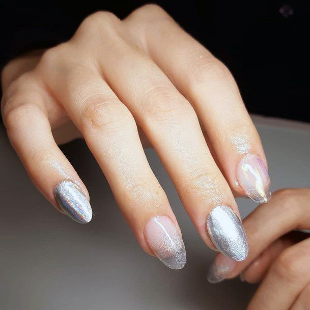 Silver Coated Transparent Nails For Women
