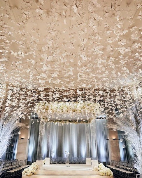 Silver Foiled Butterflies Wedding Ceiling Decorations