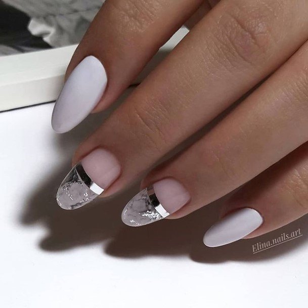 Silver French Tip Nail Design Inspiration For Women