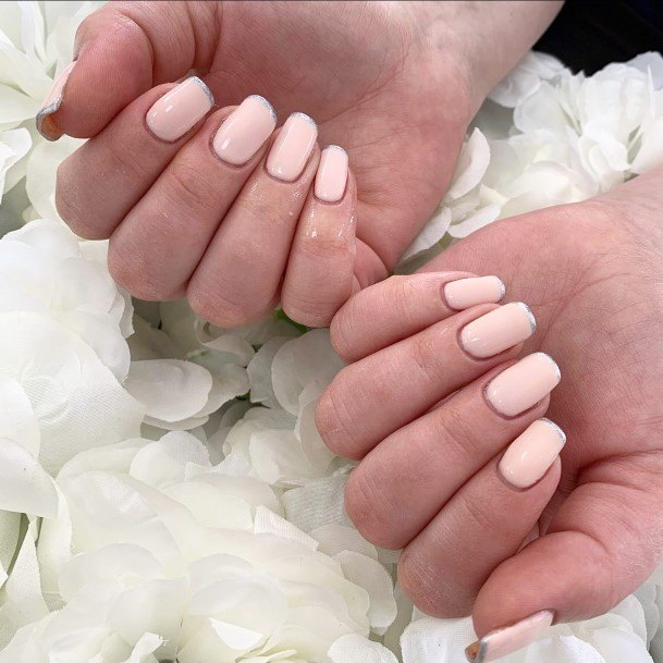 Silver French Tip Nails Feminine Ideas