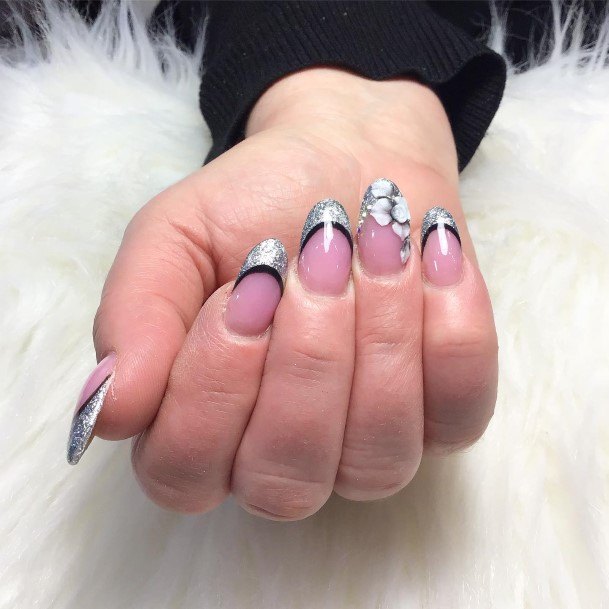 Silver French Tip Nails For Girls