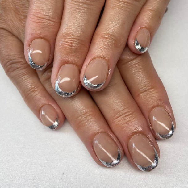 Silver French Tip Womens Nail Designs