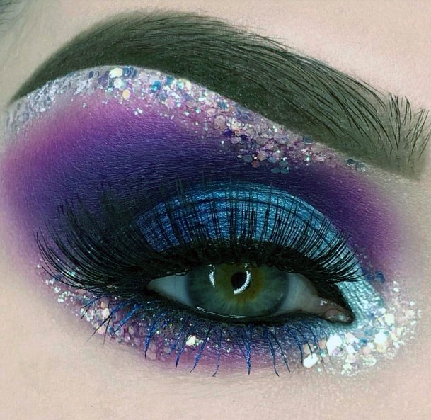 Silver Glitters And Purple Colored Unique Womens Eyeshadow