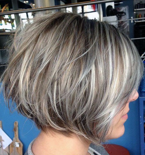 Silver Gray Casual Short Haircut Women