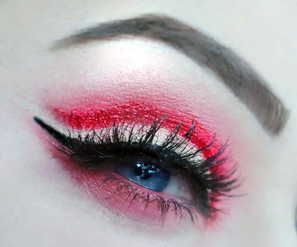 Silver Lined Red Eyeshadow Women