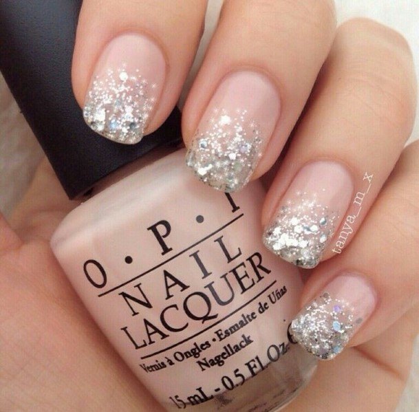 Silver Ombre Nail For Ladies