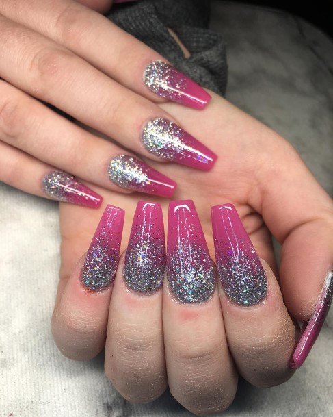 Silver Ombre Womens Feminine Silver Ombre Nails