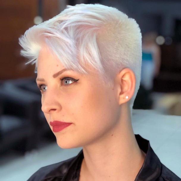 Silver Pixie Shaved Hairstyles For Women