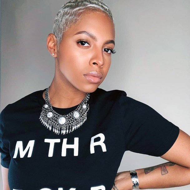 Silver Sleek Pixie Short Natural Hairstyles For Black Women