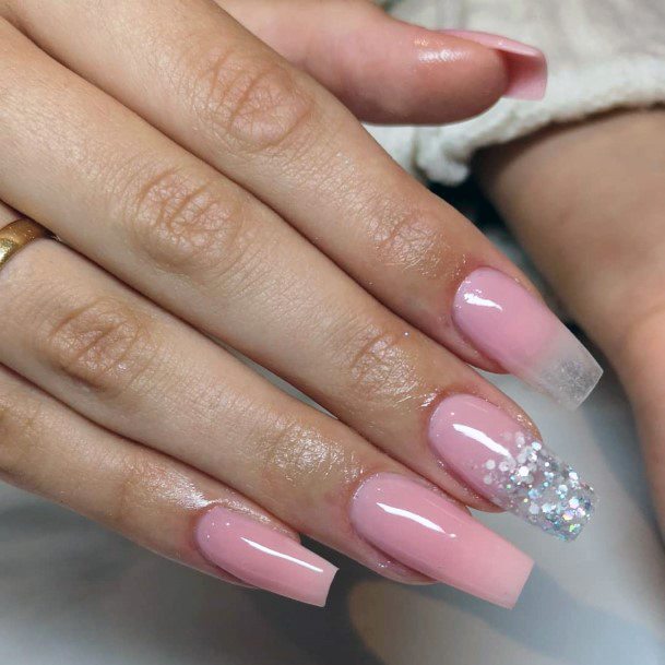 Silver Sparkles Natural Nail Ideas For Women