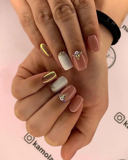 Silver Womens Feminine Silver Nails