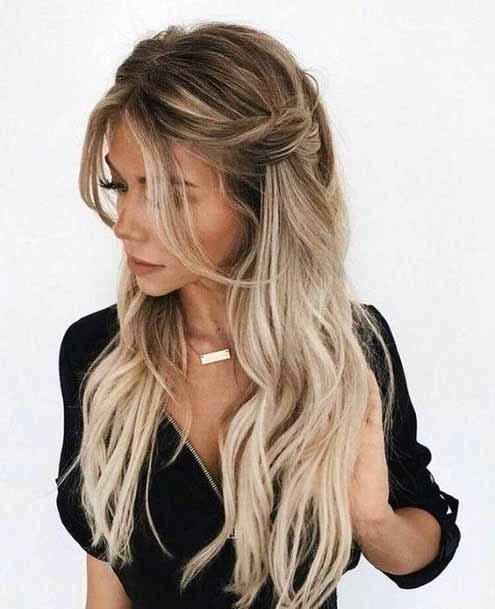 Silvery Gray Hair Balayage Hairstyle Women