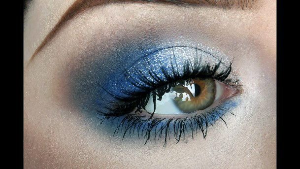 Silvery Grey With Blue Eyeshadow Women