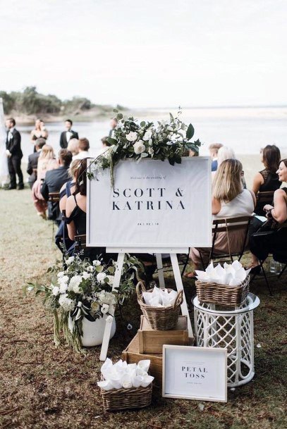 Simple Adorable White Wedding Sign Inspiration