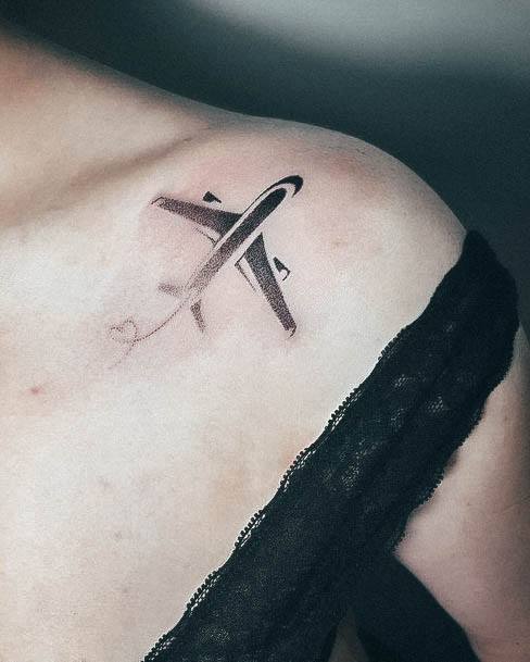 Simple Airplane Tattoo For Women