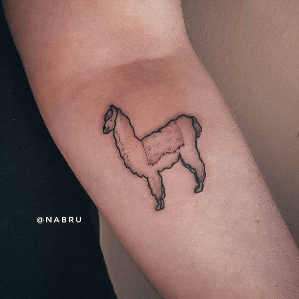 Simple Alpaca Tattoo For Women