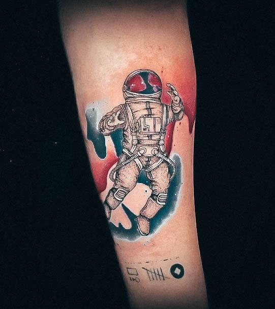 Simple Astronaut Tattoo For Women