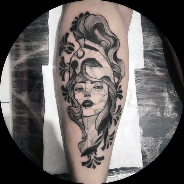 Simple Athena Tattoo For Women