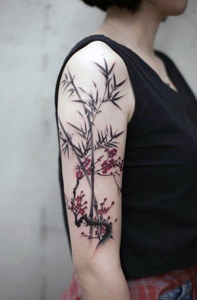 Simple Bamboo Tattoo For Women