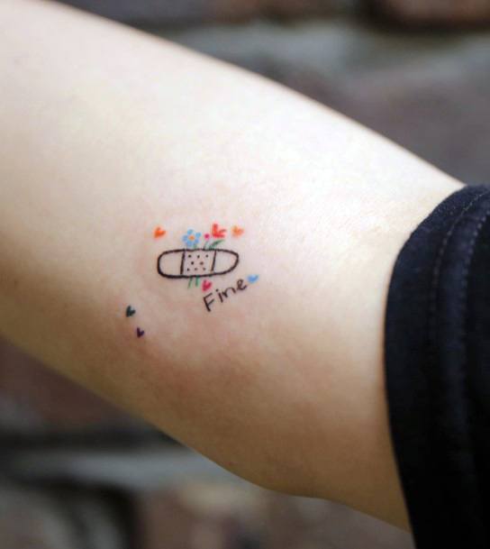 Simple Bandaid Tattoo For Women