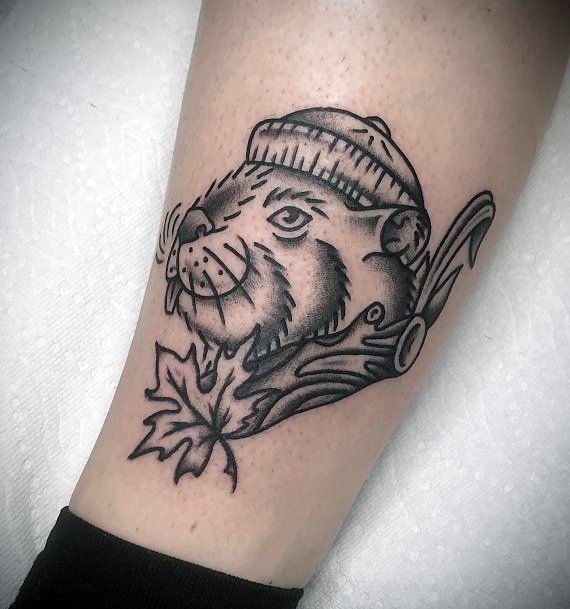 Simple Beaver Tattoo For Women