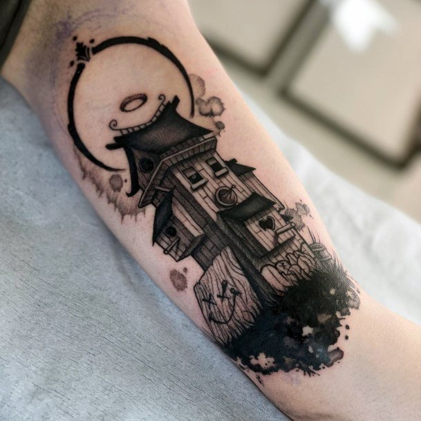 Simple Birdhouse Tattoo For Women