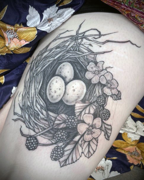 Simple Birds Nest Tattoo For Women