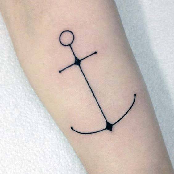 Simple Black Anchor Tattoo Womens Hands