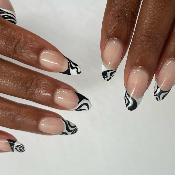 Simple Black And White Nail For Women