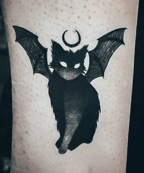 Simple Black Cat Tattoo For Women