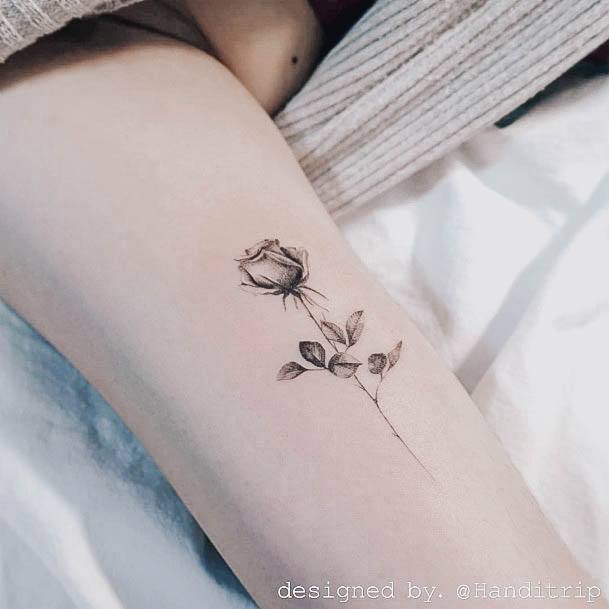 Simple Black Rose Tattoo For Women