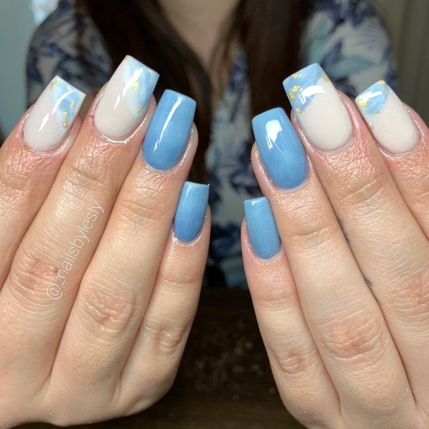 Simple Blue Short Nail For Women