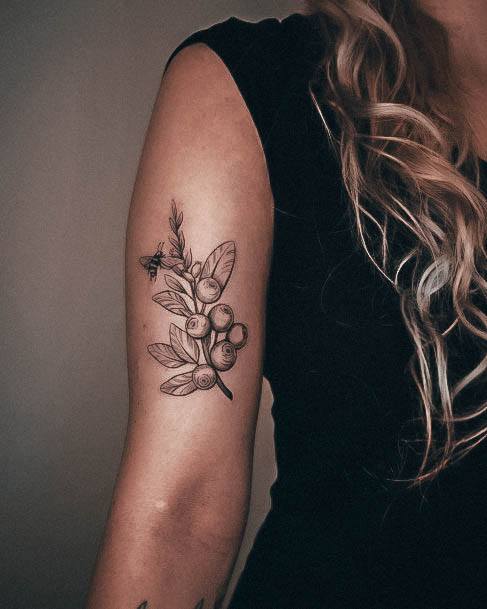 Simple Blueberry Tattoo For Women