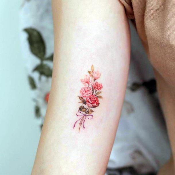 Simple Bouquet Tattoo For Women