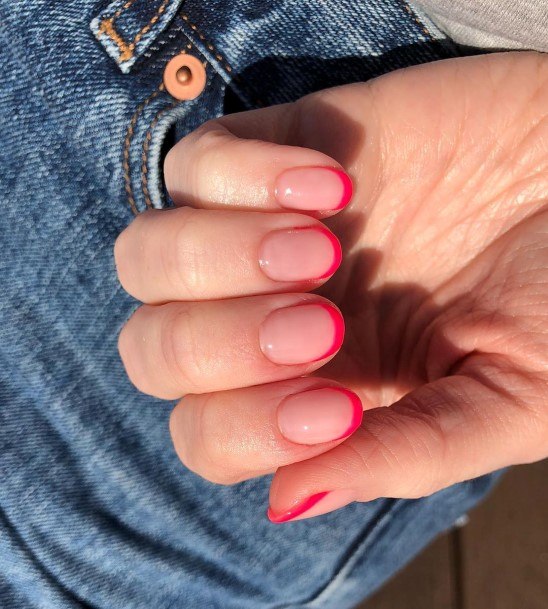 Simple Bright Pink Nail For Women