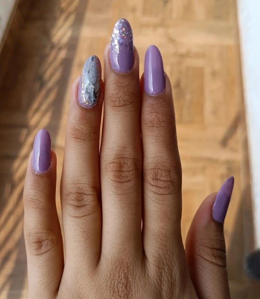 Simple Bright Purple Nail For Women