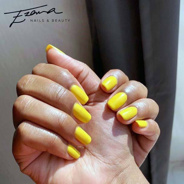 Simple Bright Yellow Nails For Women