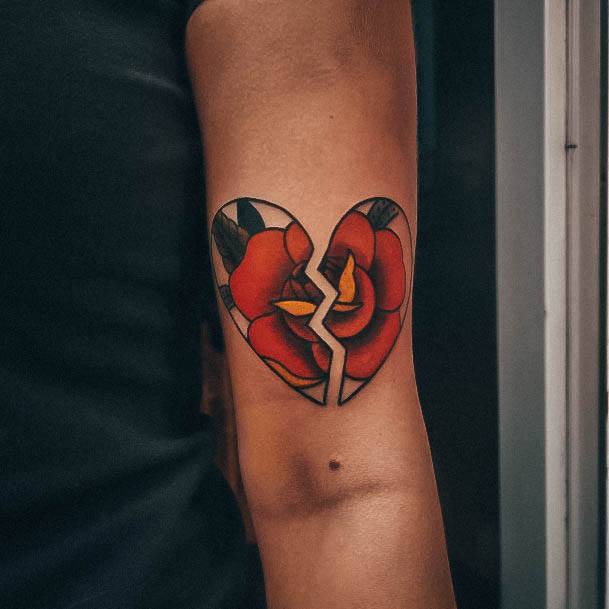 Simple Broken Heart Tattoo For Women