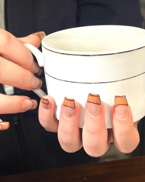 Simple Brown French Tip Nail For Women