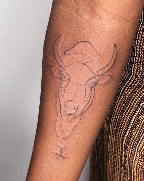 Simple Buffalo Tattoo For Women