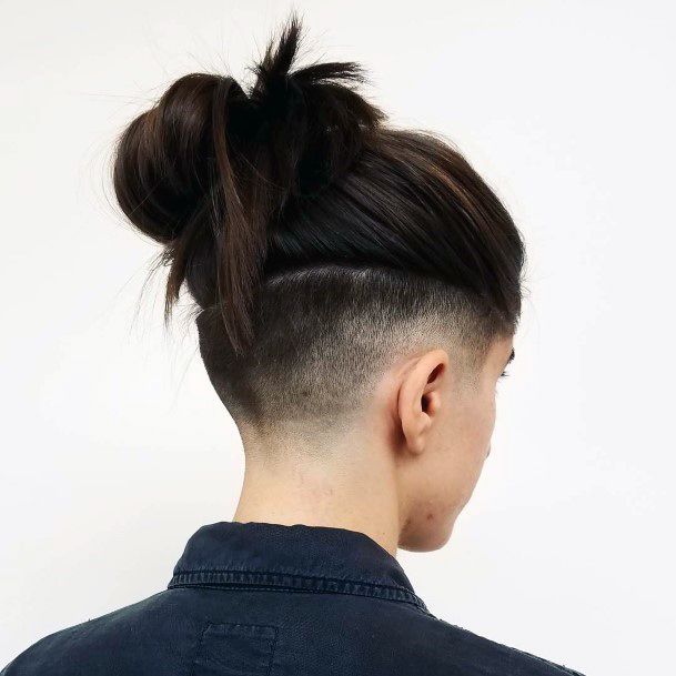 Simple Bun Under Shaved Hairstyles Women