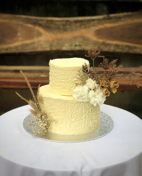 Simple But Wonderful Rustic Wedding Cake Cream Toned Art