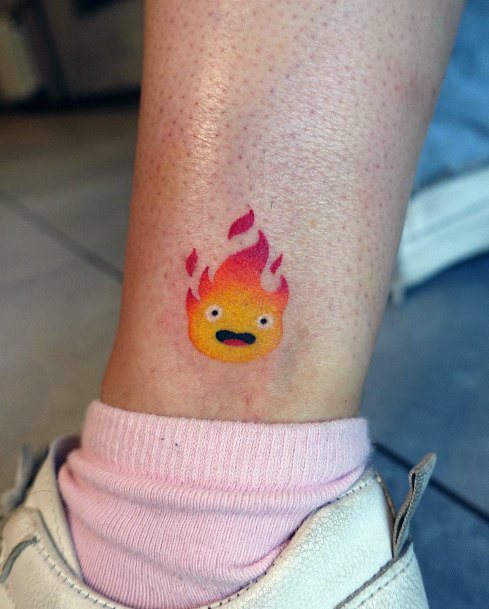 Simple Calcifer Tattoo For Women