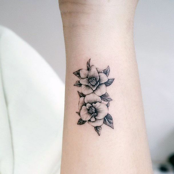 Simple Camellia Tattoo For Women