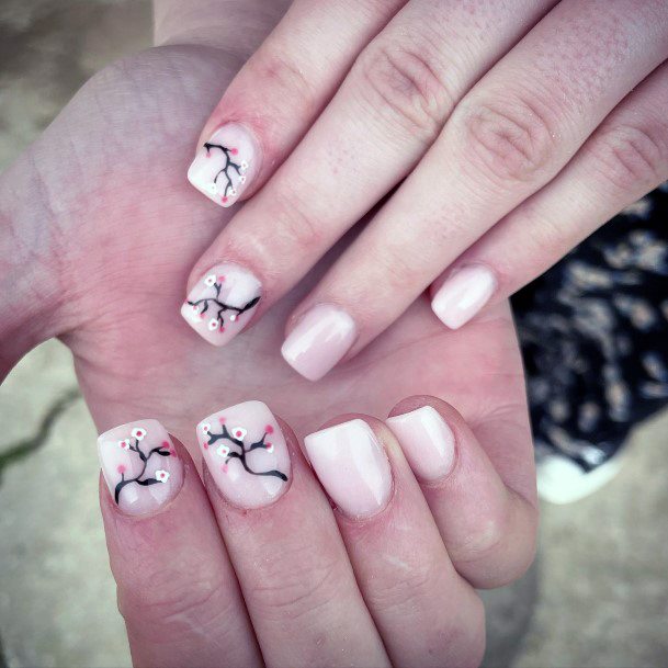 Simple Cherry Blossom Sakura Nail For Women