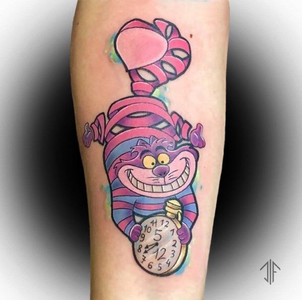 Simple Cheshire Cat Tattoo For Women