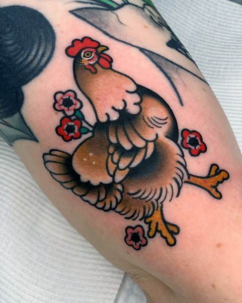 Simple Chicken Tattoo For Women