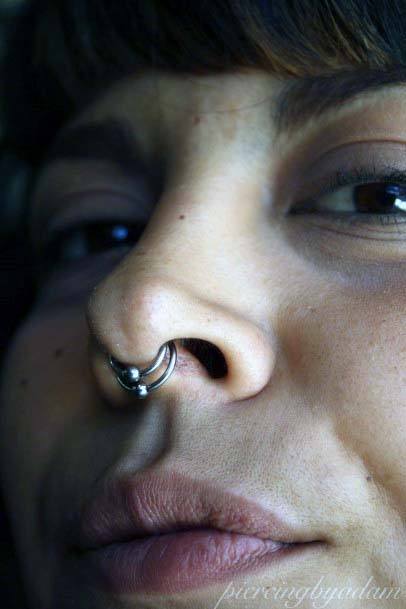 Simple Classic Double Septum Nose Piercing Ideas For Women