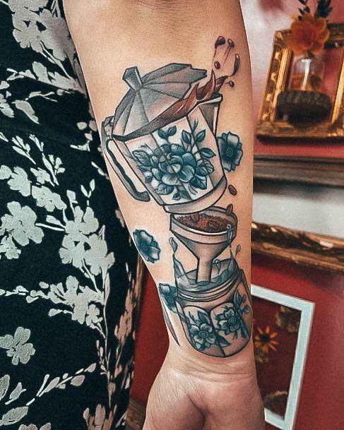 Simple Coffee Pot Tattoo For Women